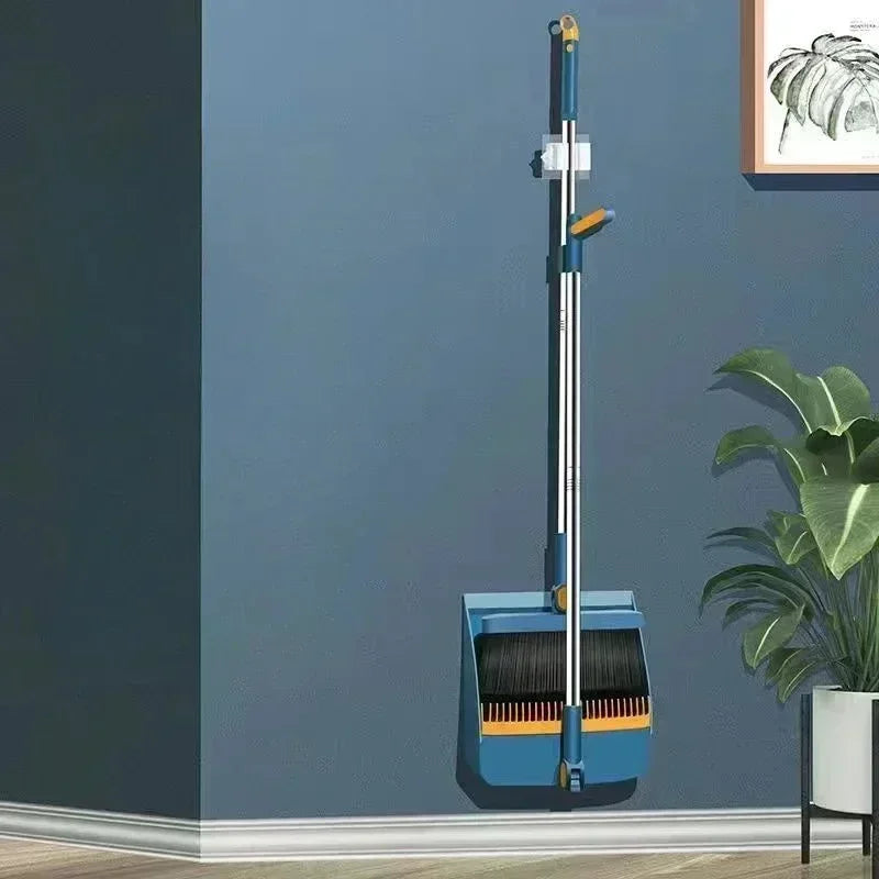 Thickened folding dustpan rotating broom set combination of soft hair broom non-stick hair broom sweeping broom