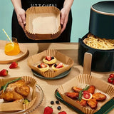 50 Packs of Non Stick Paper Lined with Air Fryer for Baking and Microwave Ovens Easy To Clean and Separate for Healthier Cooking